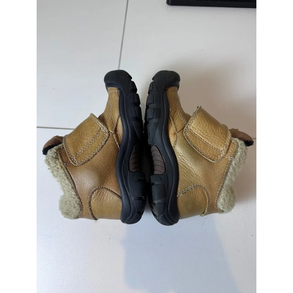 KEEN Leather‎ Faux Fur Trim Ankle Boots Kids Size 11 Tan Winter Gorpcore